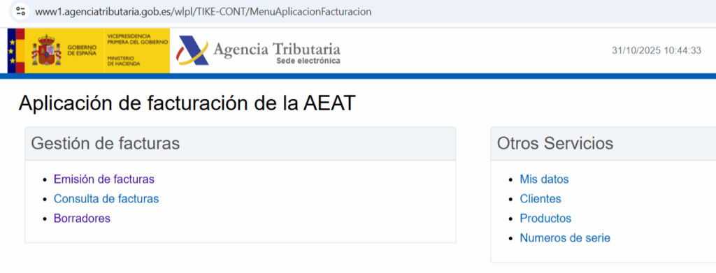Imagen aplicacion aeat facturacion electronica